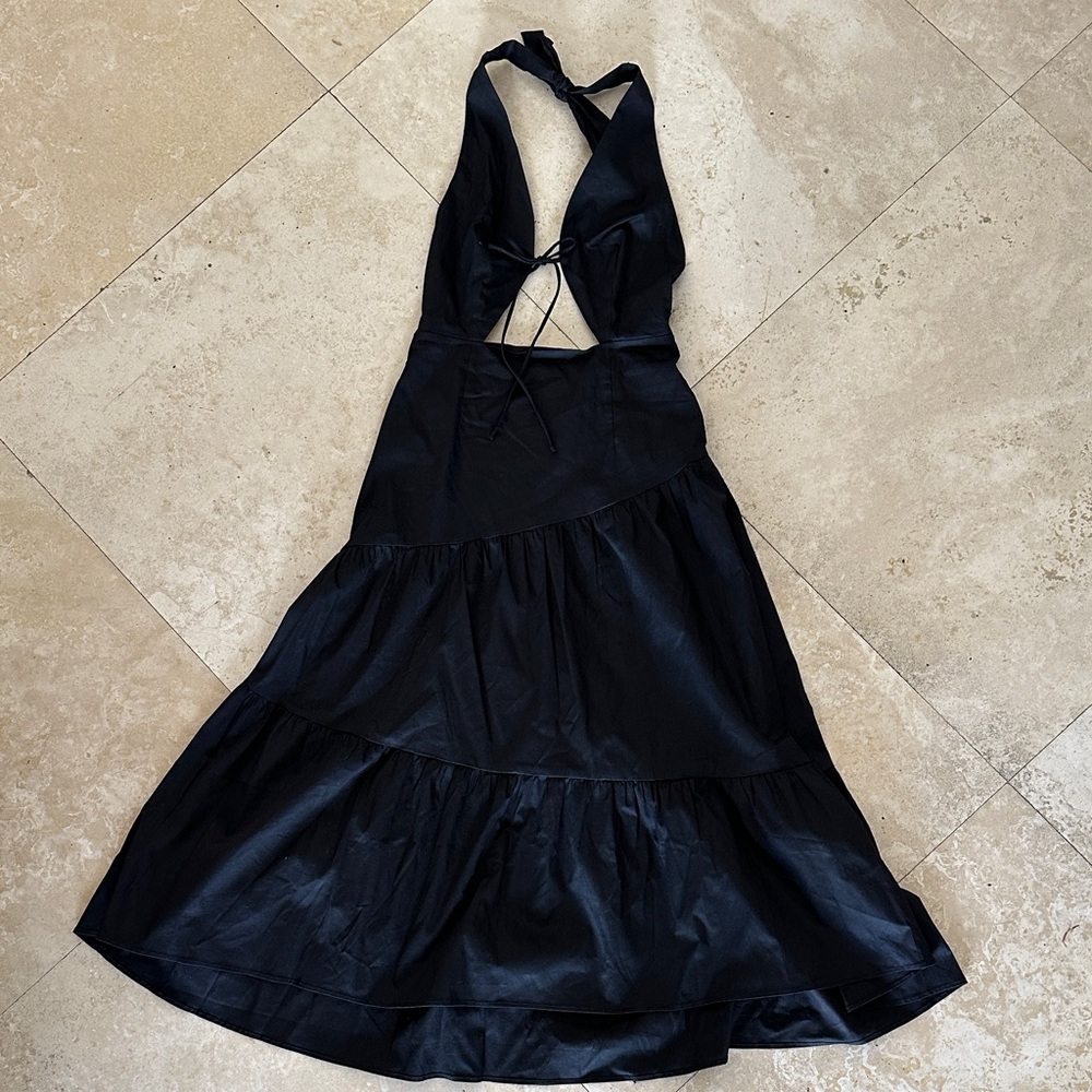 Hello Molly Black Asymmetrical Halter Dress